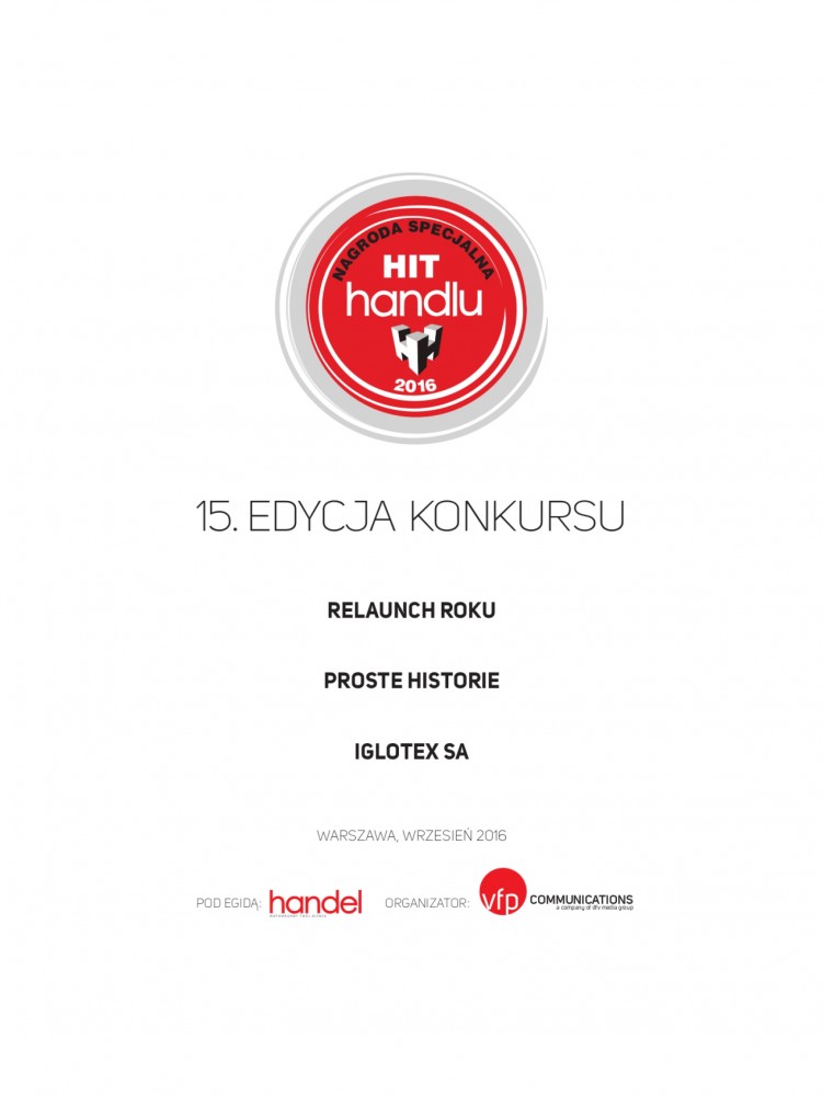 Nagroda Specjalna Hit Handlu 2016 dla Prostych Historii