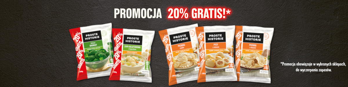 Promocja 20% gratis na wybrane produkty Proste Historie